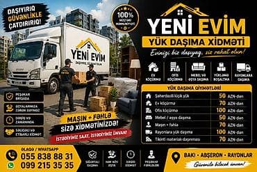 🚚 YENİ EVİM YÜK DAŞIMA 🏠 Ev Daşınması 🏡 Ev Köçürmə 🏢 Ofis Daşınması 🌳 lalafo.az -da 🚚 YENİ EVİM YÜK DAŞIMA 🏠 Ev Daşınması 🏡 Ev Köçürmə 🏢 Ofis Daşınması 🌳