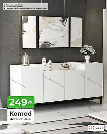 Ağ rəngli müasir komod - Ölçülər: 42 × 100 × 160 sm - Material: 18 mm lalafo.az -da Ağ rəngli müasir komod - Ölçülər: 42 × 100 × 160 sm - Material: 18 mm