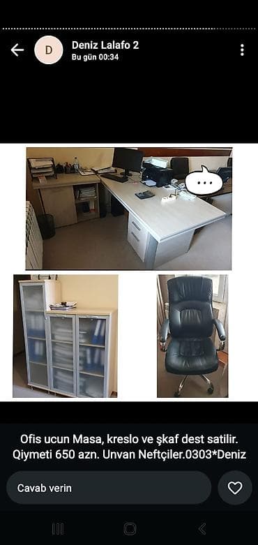 Ofis dəst mebeli: Ofis mebelləri dəsti Tərkibi: - L formalı iş masası: geniş üst səth — 5