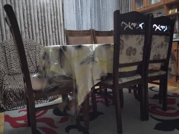mətbəx stol stul islenmis: Qonaq otağı üçün, İşlənmiş, Açılmayan, Oval masa, 6 stul — 4