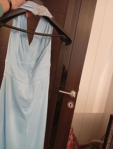 sitrin daşı: Açıq mavi rəngli uzun ziyafət/libas - Model: uzun, düz kəsim, alt — 2