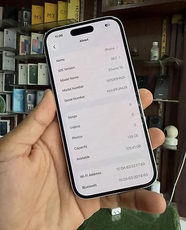 iphone e: IPhone 16, 128 GB, Ağ, Zəmanət, Simsiz şarj, Face ID — 3