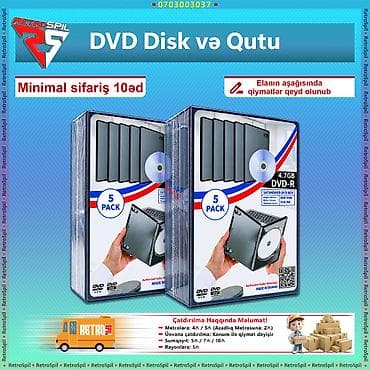 CD, DVD Disk və Qutuları Premium Keyfiyyət CD-R /