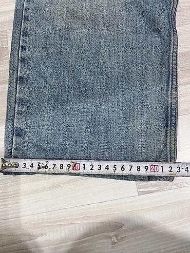 paraşut şalvar: Geniş kəsimli mavi jeans şalvar - Material: qalın denim (pambıq — 3