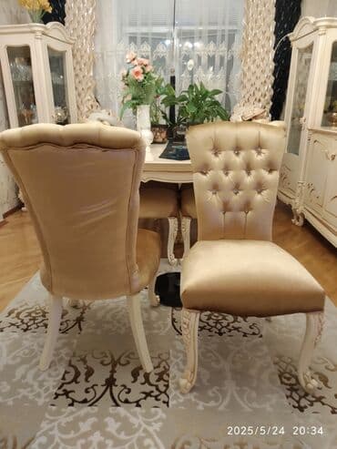 stol və stul: Qonaq otağı üçün, İşlənmiş, Açılmayan, Dördbucaq masa, 8 stul — 1