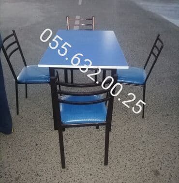 stul ev ucun: Mətbəx üçün, Yeni, Açılmayan, Kvadrat masa, 4 stul — 1