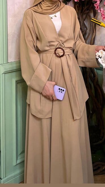 Svitşotlar: Bej rəngli iki hissəli modest dəst - Üst: Yumşaq axıcı parçadan — 1