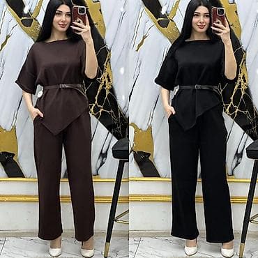 partalar: İki parça qadın dəsti – bluz və şalvar - Model: rahat kəsimli — 2