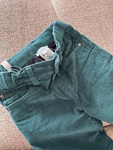 Cinslər və şalvarlar: Uşaq üçün yaşıl rəngli manjetli məxməri (corduroy) şalvar. - Parça — 1