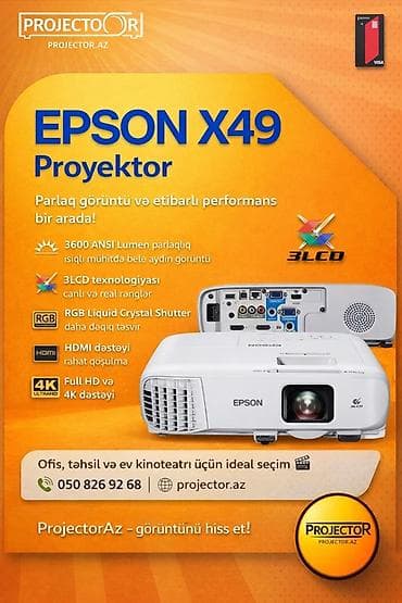 TV və video: İşlənmiş Stasionar Proyektor Epson, Ödənişli çatdırılma — 1