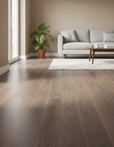 laminat 2020: Qəhvəyi rəngdə, ağac naxışlı laminat döşəmə örtüyü. Ev və ya ofis — 1