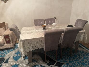 Столы: Для гостиной, Нераскладной, Прямоугольный стол, 6 стульев — 1