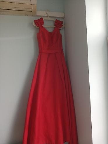 ereb qizili instagram: Qırmızı ziyafət/axşam geyimi - Stil: Uzun, A-kəsim ətəkli ziyafət — 3