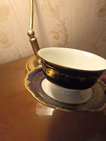 kahla made in gdr: Çay dəsti, rəng - Göy, Farfor, Reichenbach, 1 nəfərlik, Almaniya — 4