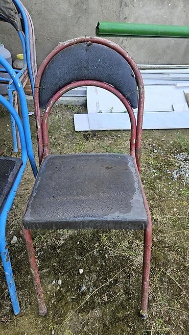 makyaj stulu: Metal karkaslı yığıla bilən stullar komplekti - Rəng: qırmızı, mavi — 2