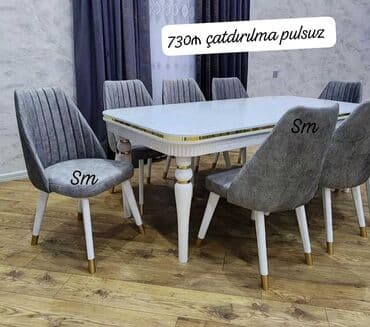 stul ev ucun: Qonaq otağı üçün, Açılmayan, Dördbucaq masa, 4 stul — 13