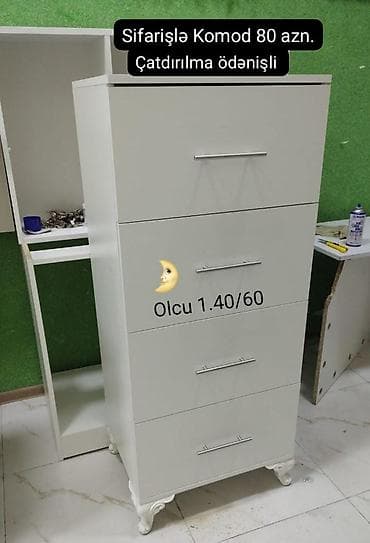 Sifarişlə Komod 80 azn Rəng seçimi var Ağ, bej,Krem,Ceviz Ölçü 1.40/60