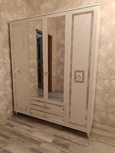 paltar vesilkasi: Yeni, 3 qapılı, Güzgülü, Bej, Digər material, Açılan, Düz dolab — 2