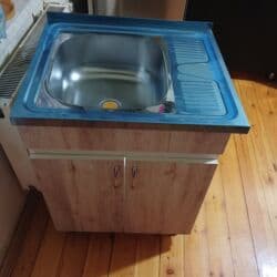 шкафы ванной комнаты: Mətbəx üçün lavabo dolabı - Material: laminat korpus, ağ içlik; — 3