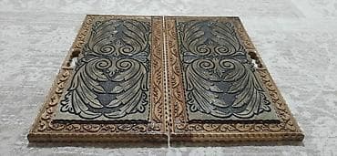 kamp çadiri: Nərd dəsti – əl işi, ağac oyma - Material: bərk ağac, lakla — 2