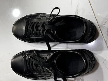 черные мужские ботинки: Qara rəngli bağcıqlı kişi krossovkaları - Material: hamar teksturalı — 4