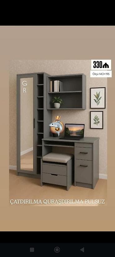 Çoxfunksiyalı iş və saxlama dəsti - Rəng: tünd boz - Ölçü: 140 × 195