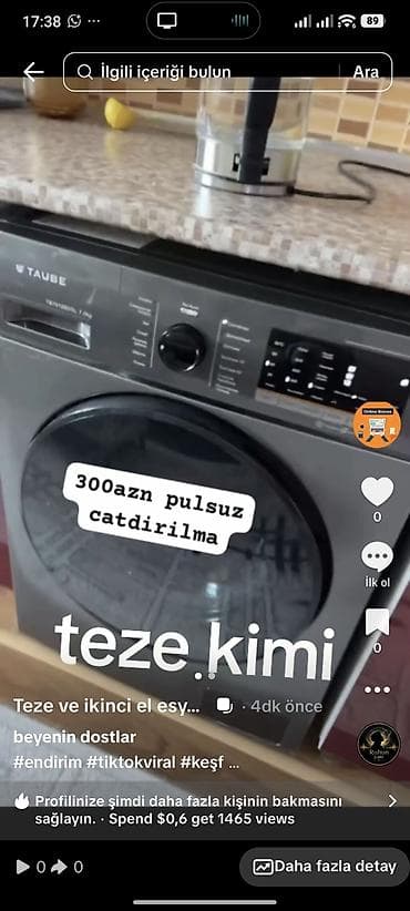 Paltaryuyan maşın 7 kq, Avtomat, Qurutmasız, Kredit yoxdur — 1