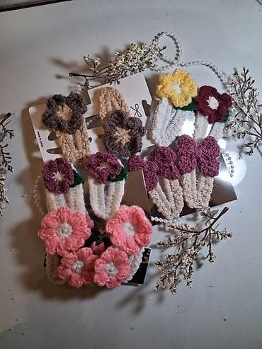 заколка: Toxunma gül və kəpənək dekorlu saç qıspaları dəsti - Material: yumşaq — 4