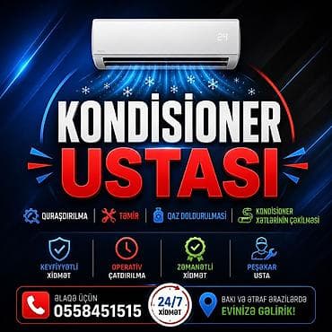 Xidmətlər: Təmir, Split kondisionerlər, Təmizləmə, Zəmanətlə — 1