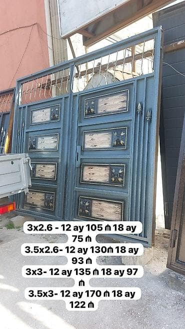 bord: Dəmir həyət qapıları – dekorativ naxışlı, üst hissəsi barmaqlıqla — 3