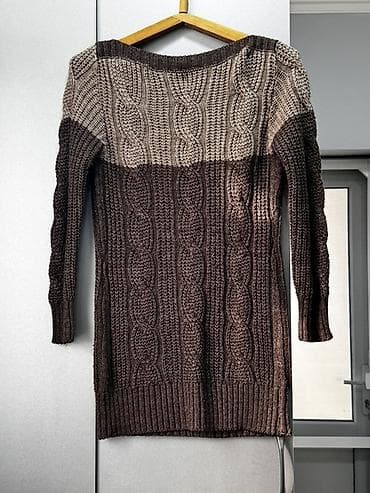 Uzun fason trikotaj paltar/sviter. - Rəng: iki ton – yuxarı hissə açıq