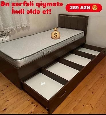 Yeni, Təknəfərlik çarpayı, Bazasız, Matras ilə, Siyirməli