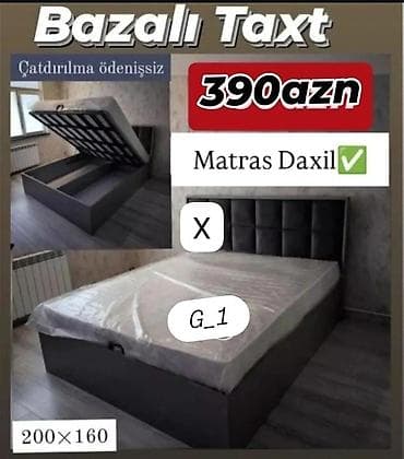 Mebel: Bazalı taxt – 200×160 sm ölçüdə, yuxarı qalxan mexanizmli geniş sandıq — 1