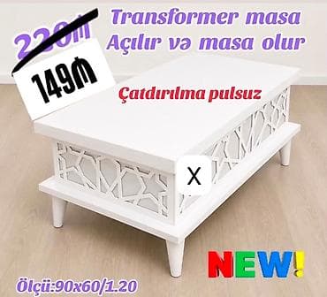 Transformer masa – açılır-bükülür mexanizmli, qəhvə masası və yemək