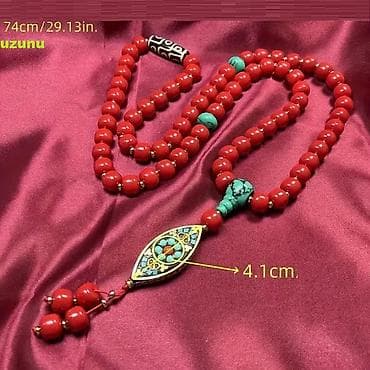 xari bulbul boyunbagi: Təbii daşdan hazırlanmış elegant boyunbağı – əqiq və firuzə — 2