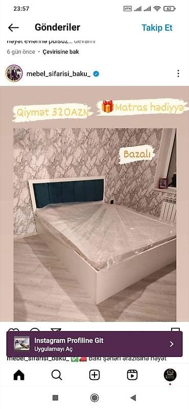 matras yeni: Yeni, İkinəfərlik çarpayı, Bazasız, Matras ilə, Siyirməsiz, Azərbaycan — 2