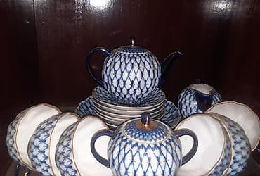 unique qazan desti: Çay dəsti, rəng - Göy, Farfor — 1