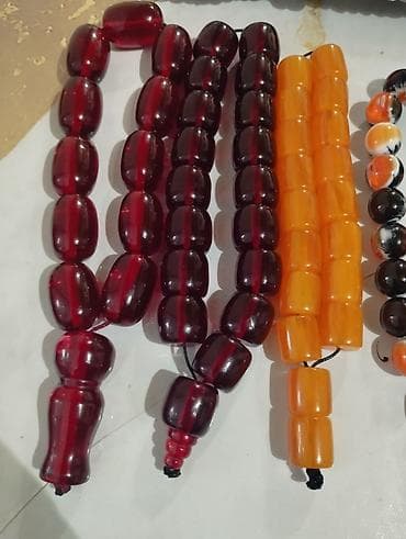 ebonit tesbeh: Məhsul: Təsbeh və muncuq dəstləri Təsvir: - Qırmızı şəffaf kəhrəba — 3