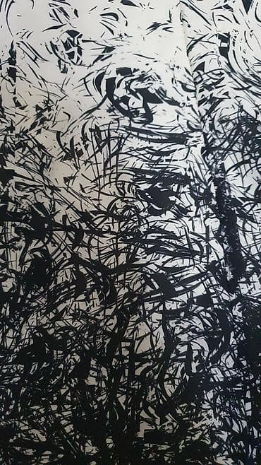 Qadın paltarı – ağdan tünd göyə keçidli abstrakt naxış - Model — 5