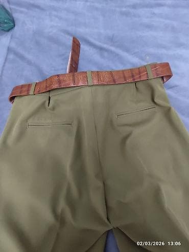 kəməri: NEVRA qadın şalvarı - Model: Klassik düz kəsim, ütü büzmələri və ön — 4