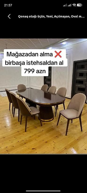 plastik stullar: Qonaq otağı üçün, Yeni, Açılmayan, Oval masa, 6 stul — 1