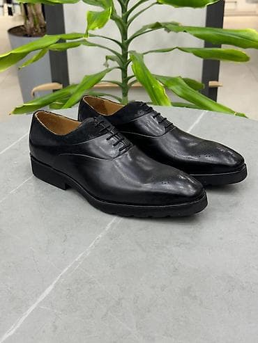 Klassik kişi ayaqqabısı – qara rəng - Model: bağlamalı, nazik buruqlu — 3