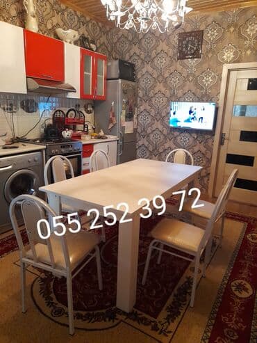 stul ev ucun: Qonaq otağı üçün, Yeni, Açılmayan, Dördbucaq masa, 6 stul — 1