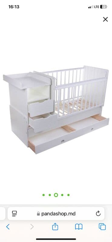 кровать трансформер: Для девочки и мальчика, Б/у, Четырехугольная, Колыбель, С бортиками, С матрасом, С механизмом качания — 2