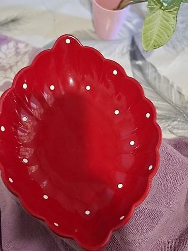 Qırmızı keramik salat/qəlyanaltı qabları – 2 ədəd dəst - Material — 4