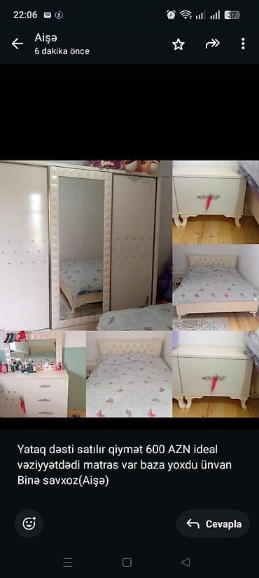 ikinci el gence: Yataq dəsti satılır qiymət 600 AZN ideal vəziyyətdədi matras var baza — 1