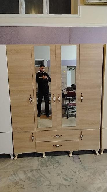 acıq dolab: Yeni, 4 qapılı, Güzgülü, Bej, Digər material, Açılan, Düz dolab — 7
