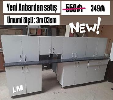 şkaf kuxna: Mətbəx mebeli dəsti - Ümumi ölçü: 3 m 03 sm - Rəng: ağ korpus, tünd — 1