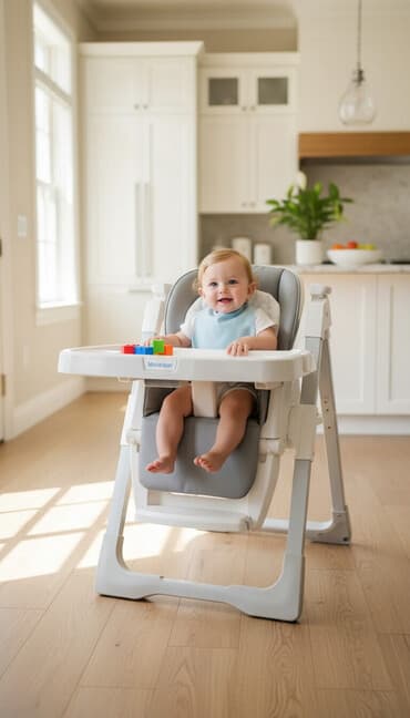 transformer stul yedizdirmək ucun: Mstar Baby uşaq yemək stulu - Rəng: boz/ağ - Geniş, çıxarıla bilən — 1