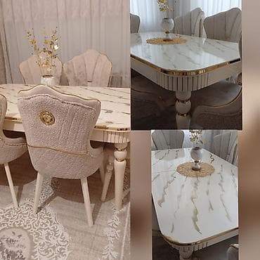 Qonaq otağı üçün, İşlənmiş, Dördbucaq masa, 6 stul